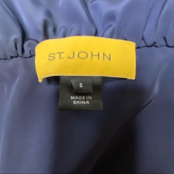 St. John Women's Cowl Neck Roll-Up Sleeve Lightweight Rain Jacket Blue Small - Picture 6 of 8